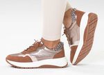 Caprice, trendige Damen-Sneaker, Weite G, mit herausnehmbarem Fussbett COGNAC-ALTGOLD