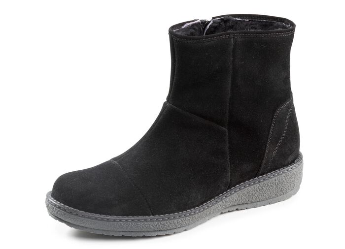 Waldl&auml;ufer, gef&uuml;tterte Damen-Boots, Winterschuhe, Weite H, mit Lammfell SCHWARZ