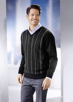 V-Pullover mit Strukturdessin in 3 Farben ANTHRAZIT MELIERT