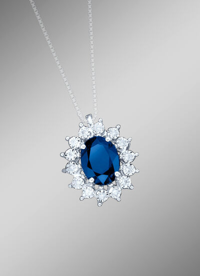 Anhänger mit echt Safir und Diamanten 
