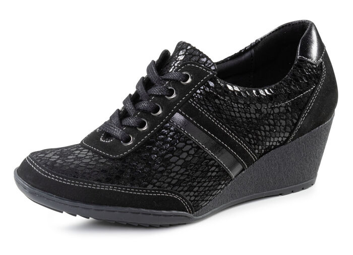 ELENA EDEN Schnürschuh mit Nappaleder-Besätzen SCHWARZ