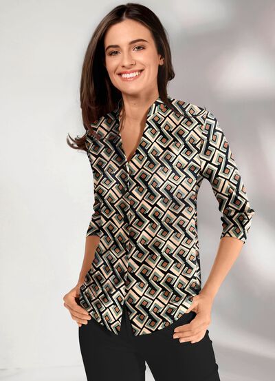 Shirtbluse mit Stehkragen 