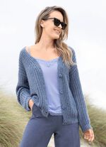 Strickjacke mit Paillettengarn JEANSBLAU MELIERT