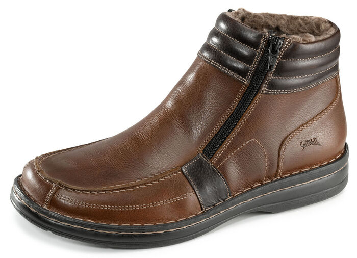 GINO GALANTE, gefütterte Herren-Boots, Winterschuhe, mit herausnehmbarem Fussbett COGNAC-MOKKA
