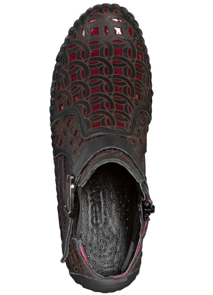 Gemini, sommerliche Damen-Boots, Weite G, mit herausnehmbarem Fussbett SCHWARZ-RUBINROT
