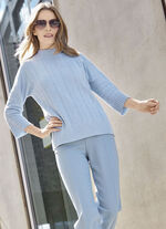 Pullover mit Schurwolle und Kaschmir BLEU MELIERT