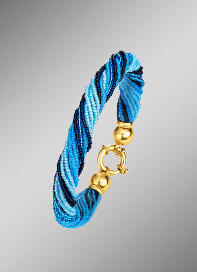 Armband mit Muranoglas in Blautönen 