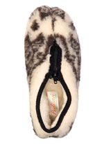 Warme Damen-Hausschuhe, mit Reissverschluss ECRU-BRAUN