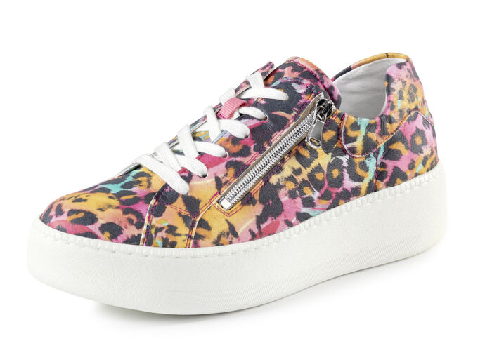 Waldläufer Sneaker mit Streuglitzer und Leo-Druck MULTICOLOR