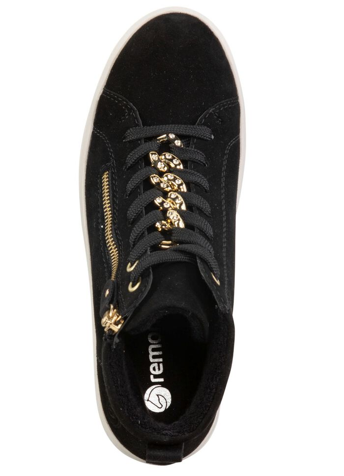 Remonte Bootie mit funkelnder Zierkette an der Schn&uuml;rung SCHWARZ