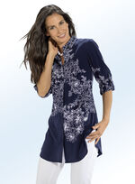 Longbluse mit Floraldessin MARINE-ECRU