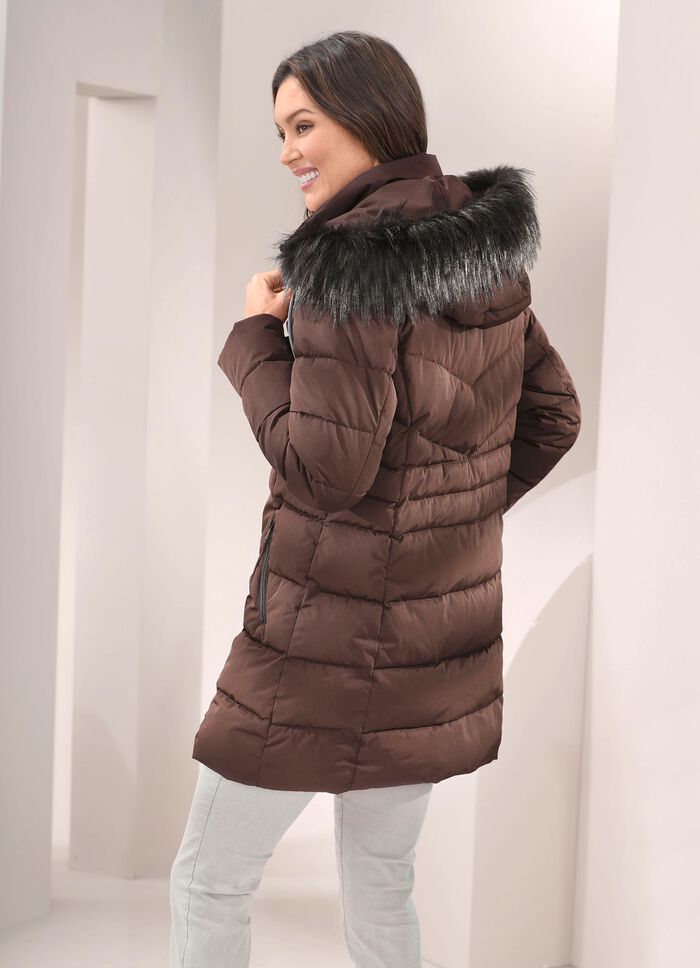 Longjacke mit abnehmbarem Kunstpelz-Besatz 