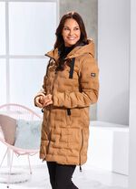 Funktions-Kurzmantel mit fester Kapuze KARAMELL