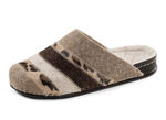 Laurina Pantoffel aus Filz und bedrucktem Kunstfell BEIGE