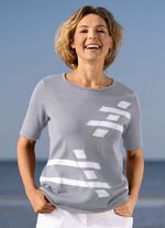 Pulli mit Intarsien-Vorderteil GRAU-WEISS