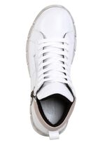 Gemini Schn&uuml;r-Bootie aus weichem Rind-Nappaleder WEISS-TAUPE