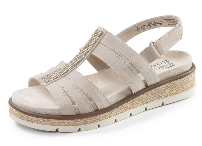 ELENA EDEN, schicke Damen-Sandalen, Weite G, mit herausnehmbarem Fussbett SAND