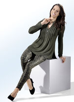Shirt-Tunika mit Schmuckknopfleiste OLIV