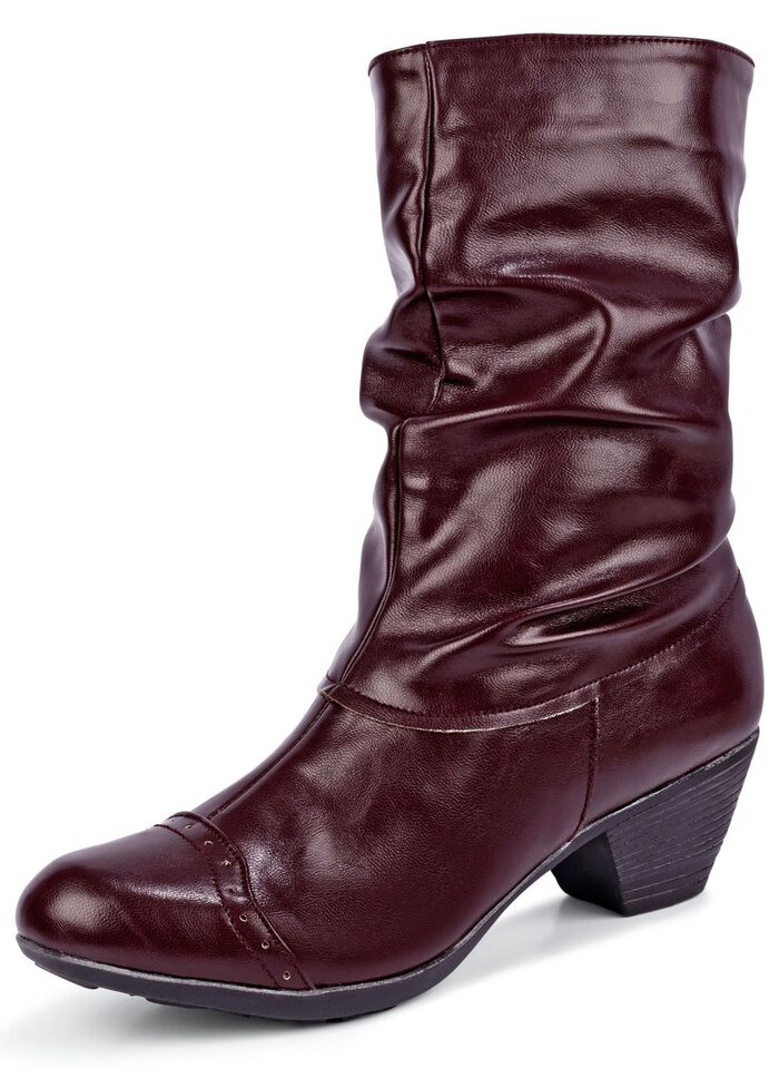 Andrea Conti, modische Damen-Stiefeletten, Winterschuhe, mit Reißverschluss BURGUND