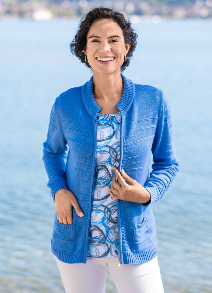 Strickjacke mit Strukturstreifen 