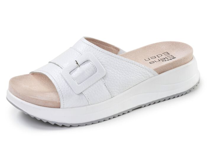 ELENA EDEN, modische Damen-Pantoletten, Weite G, mit herausnehmbarem Fussbett WEISS