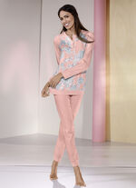 Pyjama, langarm mit Knopfleiste APRICOT-BUNT
