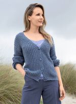 Strickjacke mit Paillettengarn JEANSBLAU MELIERT