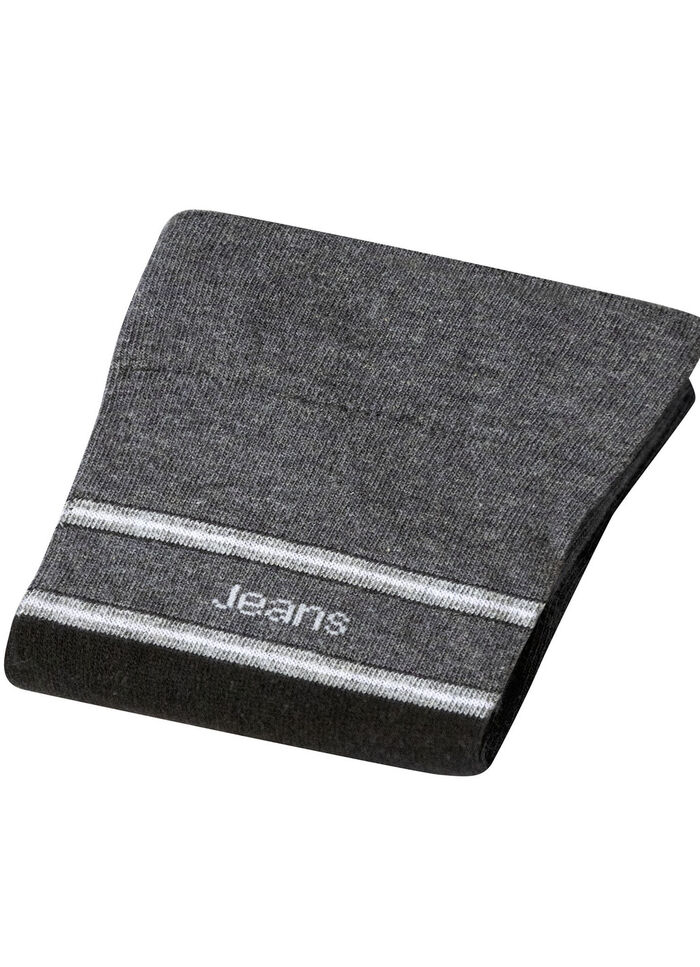 F&uuml;nferpack Socken mit druckfreiem Bund 3X SCHWARZ-GRAU MELIERT, 2X GRAU MELIERT-SCHWARZ