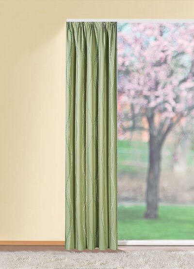 Übervorhang mit Wellen-Dessin und Universalschienenband 