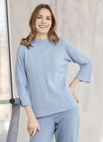 Pullover mit Schurwolle und Kaschmir BLEU MELIERT
