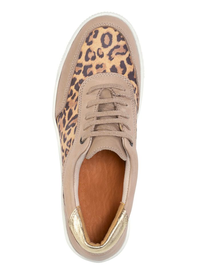 ELENA EDEN Schn&uuml;rschuh mit cognacfarbenem Leo-Print 