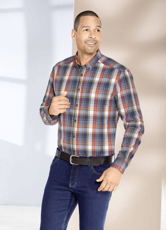 «King's Road»-Hemd mit Button-Down-Kragen TERRAKOTTA