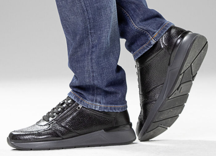 GINO GALANTE, klassische Herren-Sneaker, mit Reissverschluss SCHWARZ