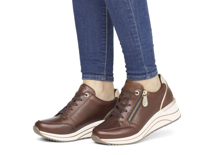 Remonte Schnür-Sneaker mit mattgoldfarbenen Besätzen BRAUN
