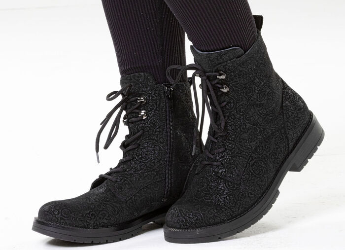 Waldläufer, bequeme Damen-Stiefeletten, Weite G, mit herausnehmbarem Fussbett SCHWARZ