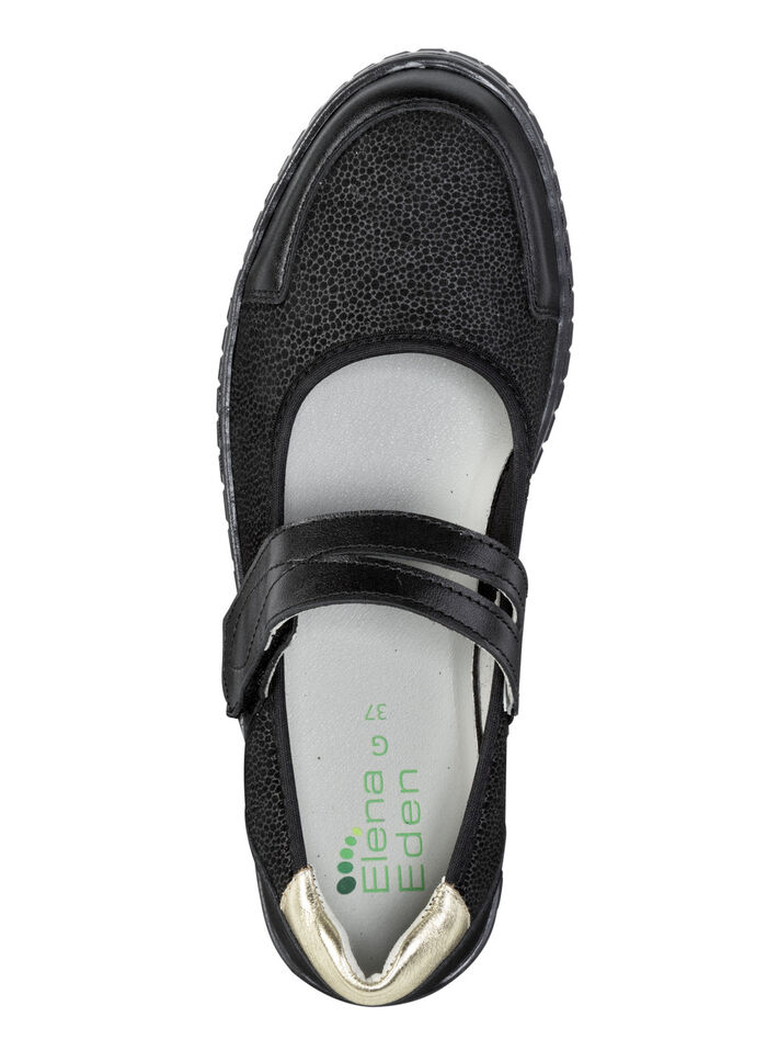 ELENA EDEN Slipper aus Nappaleder und Stretchmaterial SCHWARZ-GOLD