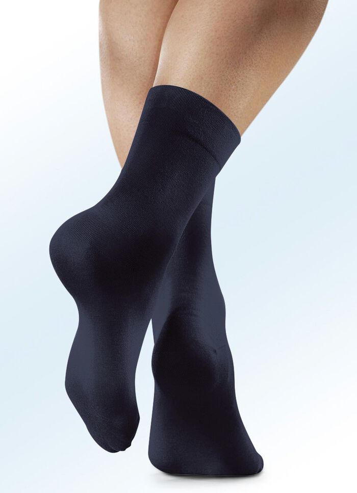 Rogo 4 Paar Socken mit extra weitem Schaft 2X MARINE, 2X WEISS
