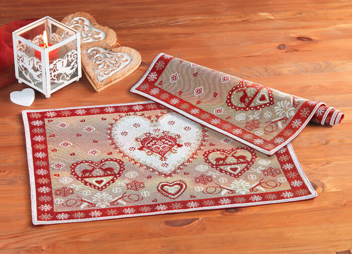 Gobelin-Platzset, 2-teilig ROT-BUNT