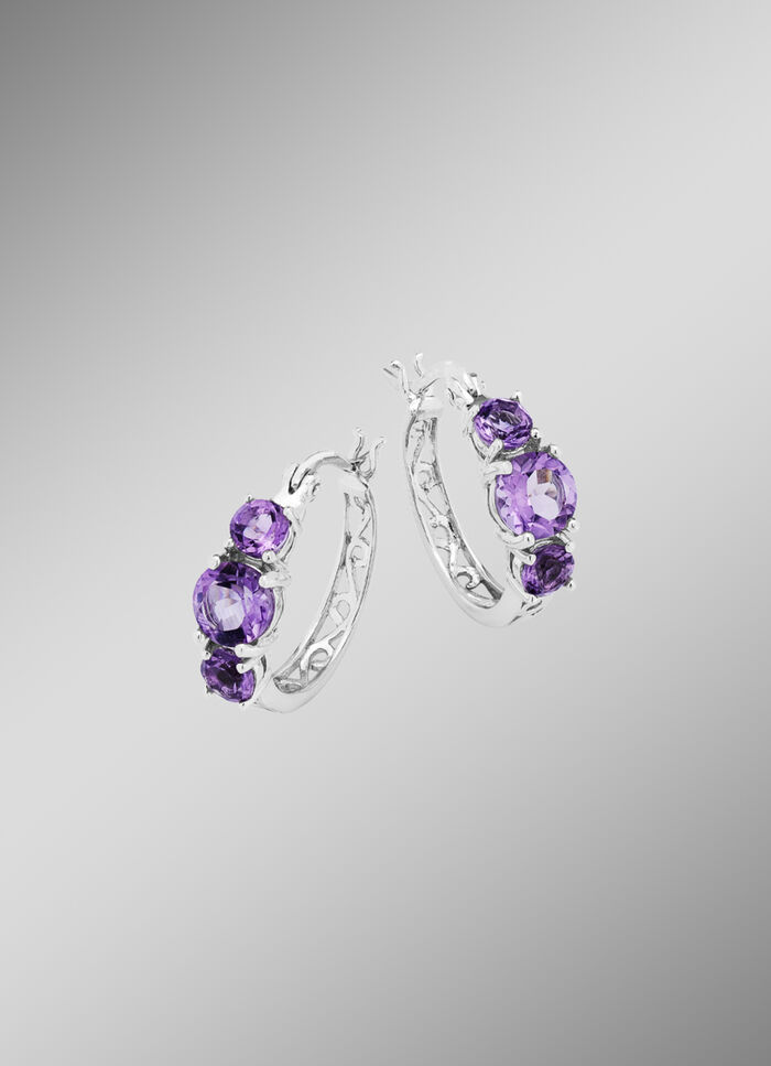Creolen mit echt Amethyst 
