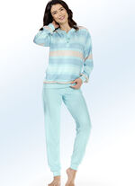 Pyjama aus Frottierstretch mit garngefärbtem Ringeldessin 