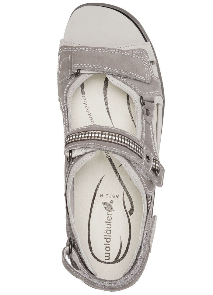 Waldläufer, sportliche Damen-Sandalen, Weite H, mit herausnehmbarem Fussbett GRAFIT-HELLGRAU