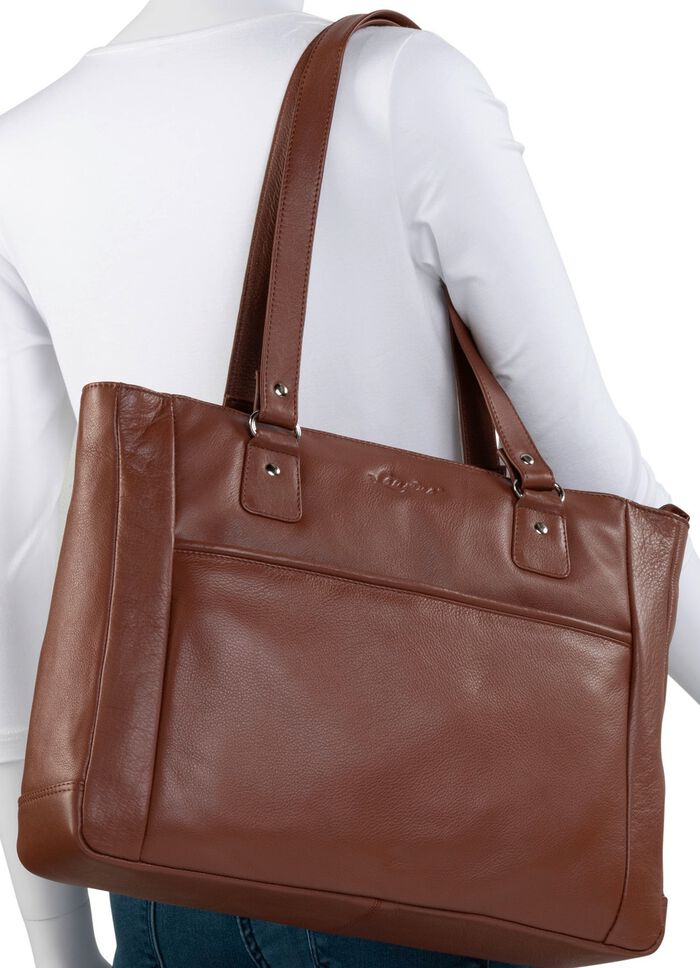 Laurina, Tasche, Damen, mit zwei Umh&auml;ngeriemen COGNAC