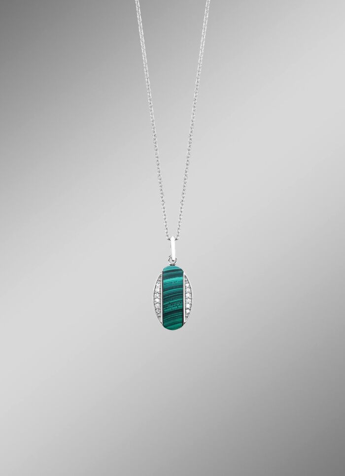 Anh&auml;nger mit Zirkonia und Malachit 