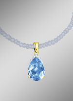 Anhänger mit echt Blautopas und Diamanten 