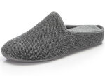 Pantoffel aus dezent gemustertem Textilmaterial GRAU