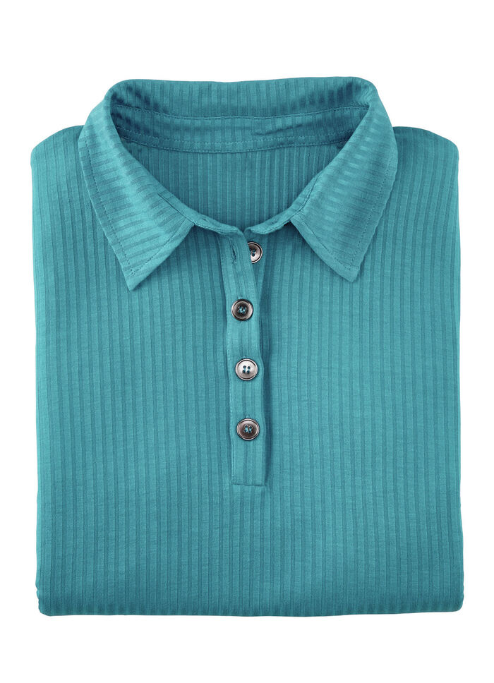 Laurina Poloshirt mit Knopfleiste PETROL