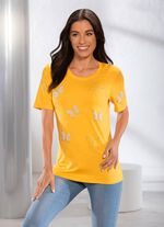Shirt mit interessanter Perlen- und Strasszier in 2 Farben GELB