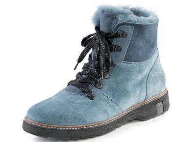 Waldl&auml;ufer Schn&uuml;r-Stiefelette mit kuscheligem Kragen aus Lammfell 