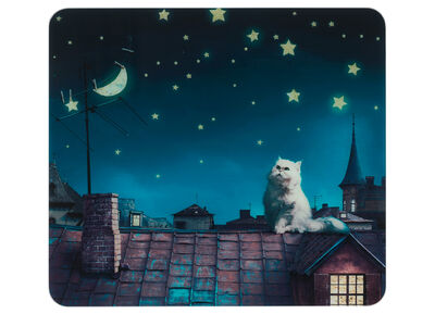 Wandblende aus Glas, Motiv Moon Cat 