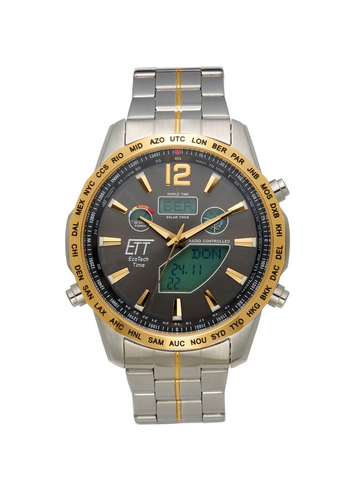 Funk-Solar-Herrenuhr mit Edelstahlbandgeh&auml;use 